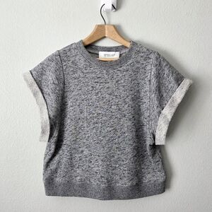 Derek Lam 10 Crosby Cropped Muscle Sweatshirt Heathered Gray, Size 0